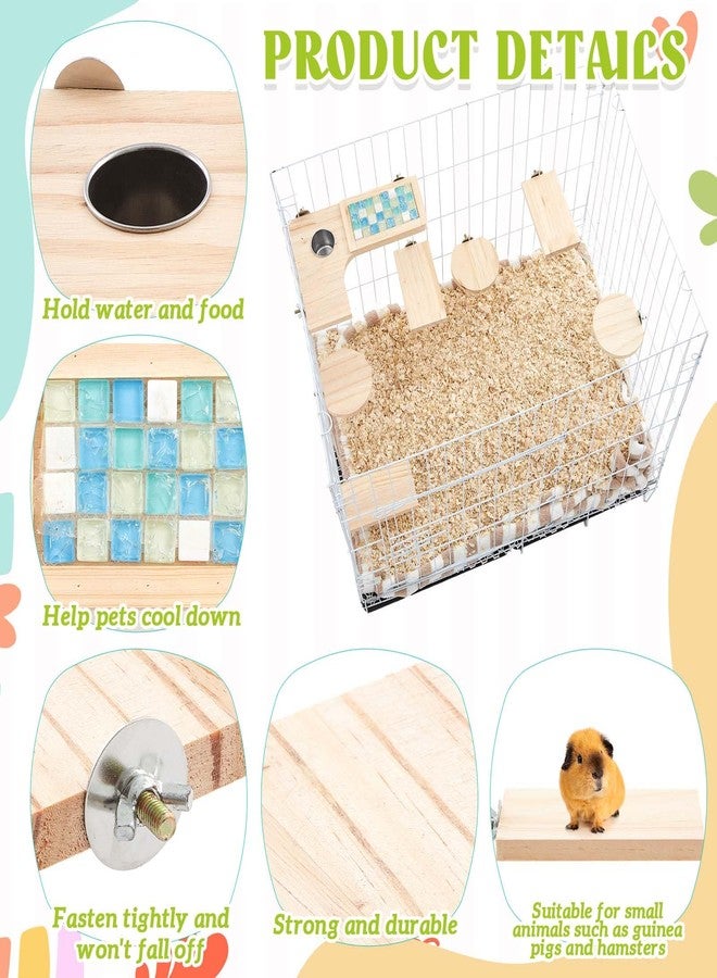 DoubleFill Set of 9 Wooden Hamster Cage Platform Chinchilla Ledges and L Shaped Round Hole Rat Cage Accessories with Cooling Standing Board Food Cup for Squirrel Gerbil Guinea Pig Small Animal - Image 4